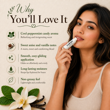 Load image into Gallery viewer, Vanilla Mint Lip Balm – Peppermint, Anise & Vanilla Moisturizing Lip Balm, Smooth Non-Greasy Lip Care, 0.15 oz