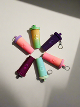 Load image into Gallery viewer, Coffee Cup Tumbler Style Lip Balm Holder Keychain
