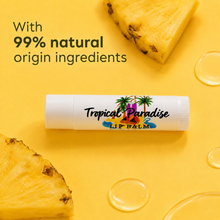 Load image into Gallery viewer, Tropical Paradise Lip Balm – Exotic Tropical Fruit Moisturizing Lip Balm, Pineapple, Coconut, Mango &amp; More, 0.15 oz
