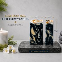 Load image into Gallery viewer, Black Linen + Amber Soap Bar | Unisex Handmade Moisturizing Bath Soap
