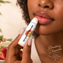 Load image into Gallery viewer, Strawberry Cheesecake Lip Balm – Sweet Strawberry &amp; Creamy Cheesecake Moisturizing Lip Balm, Smooth Non-Greasy Lip Care, 0.15 oz
